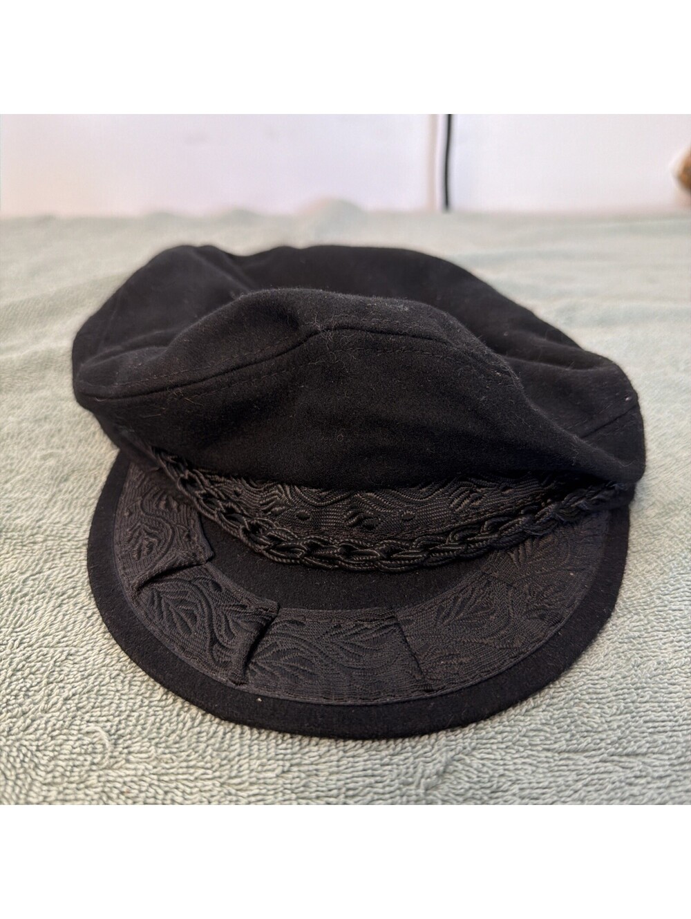 Vintage Aegean Greek Fisherman's Cap Hat 7 1/4 Sz 58 Wool Blend Black